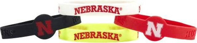 Pulseras de silicona de los Nebraska Cornhuskers, paquete de 4