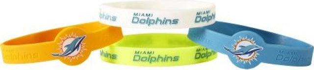 Pulseras de silicona de los Miami Dolphins, paquete de 4