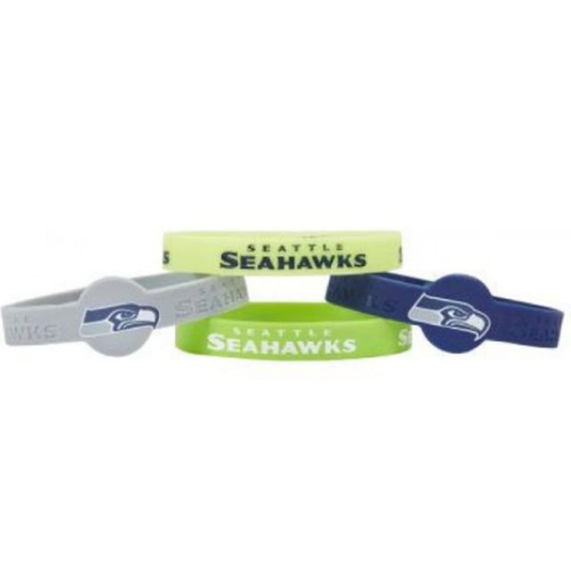 Pulseras de silicona de los Seattle Seahawks, paquete de 4