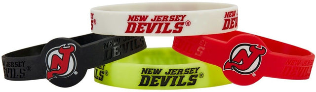 Pulseras de silicona de los New Jersey Devils (paquete de 4)