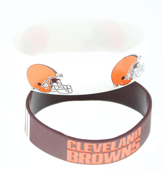 Pulseras de los Cleveland Browns, paquete de 2, anchas