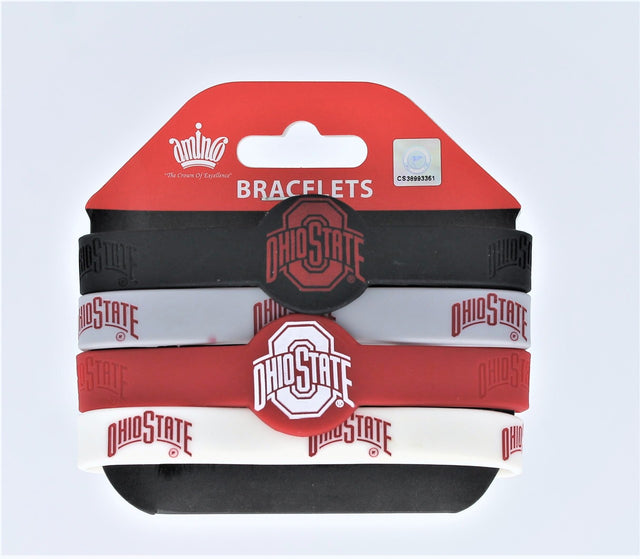 Pulseras de silicona de Ohio State Buckeyes, paquete de 4