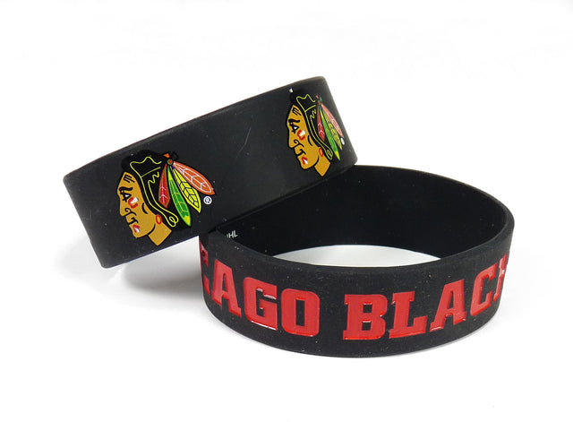 Pulseras de los Chicago Blackhawks, paquete de 2, anchas