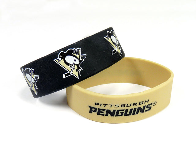 Paquete de 2 pulseras anchas de los Pittsburgh Penguins