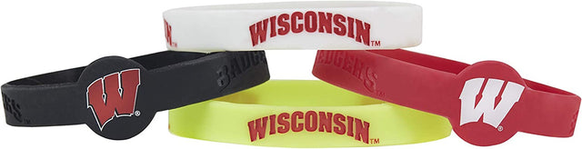 Pulseras de silicona de Wisconsin Badgers, paquete de 4