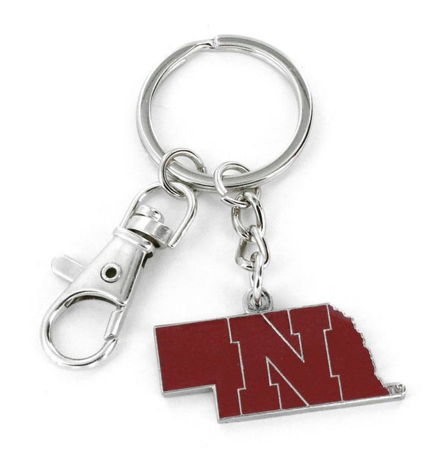 Llavero con diseño del estado de los Nebraska Cornhuskers