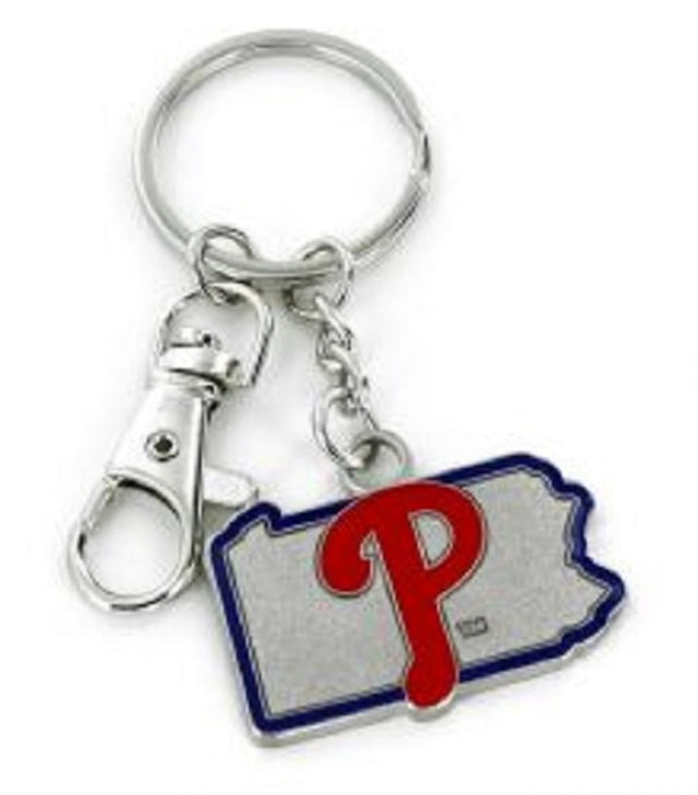 Llavero con diseño del estado de los Philadelphia Phillies