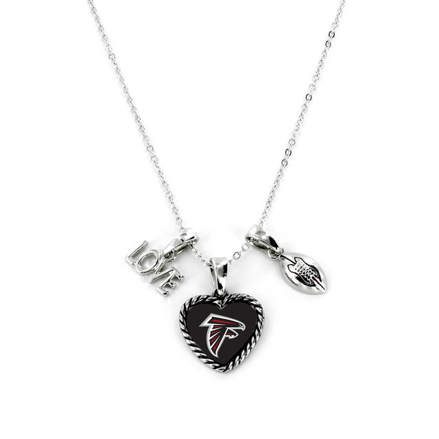 Collar con dije de los Atlanta Falcons con el mensaje "Me encanta el fútbol"