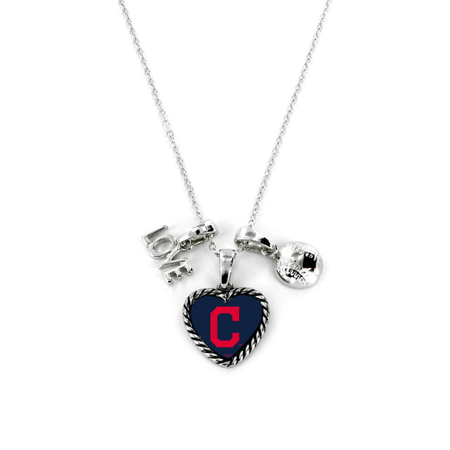 Collar con dije de los Indios de Cleveland con el mensaje "Amo el béisbol"