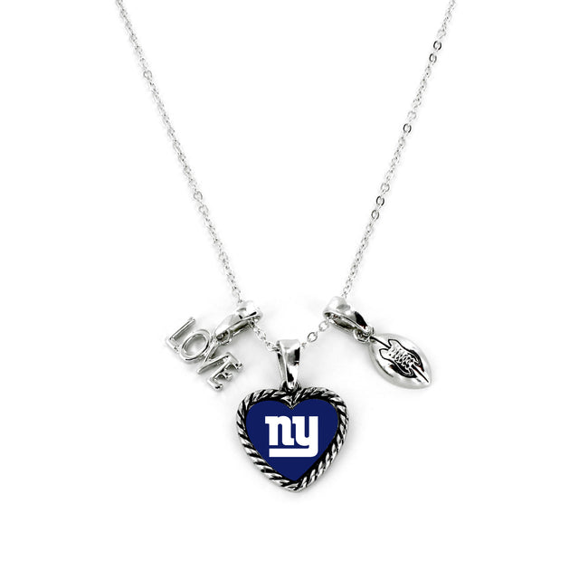 Collar con dije de los New York Giants con el mensaje "Amo el fútbol"