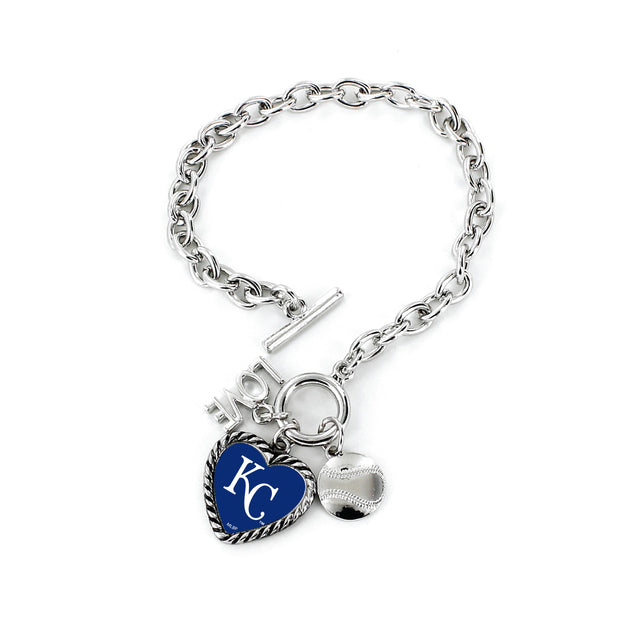 Pulsera de los Kansas City Royals con dijes deportivos y amor por el béisbol