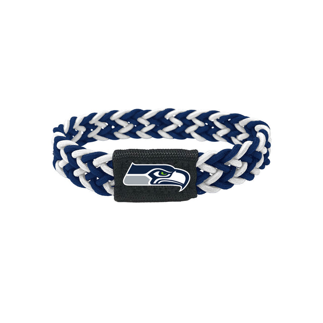 Pulsera trenzada de los Seattle Seahawks en azul marino y blanco