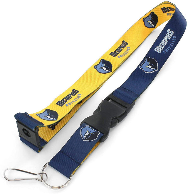 Memphis Grizzlies Lanyard Reversible Blue and Yellow