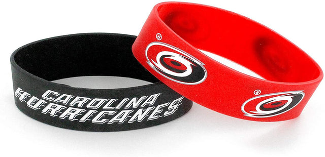 Paquete de 2 pulseras anchas de los Carolina Hurricanes con diseño alternativo