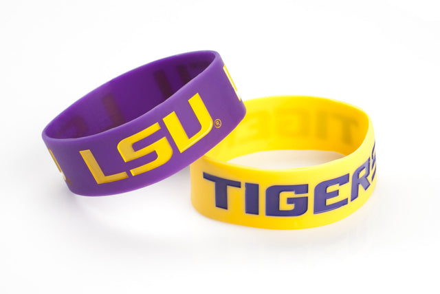 Pulseras de los LSU Tigers, paquete de 2, anchas