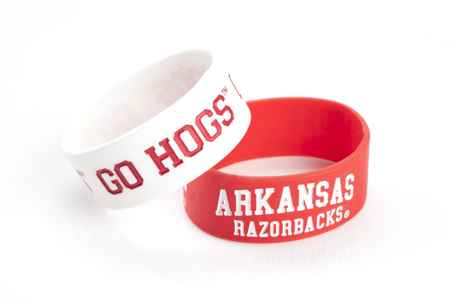 Pulseras de los Arkansas Razorbacks, paquete de 2, anchas