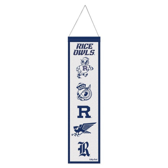 Banner de lana de Rice Owls/College Vault de 8" x 32"