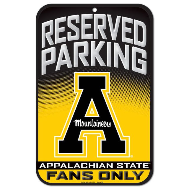 Letrero de plástico de estacionamiento reservado de Appalachian State Mountaineers de 11" x 17"