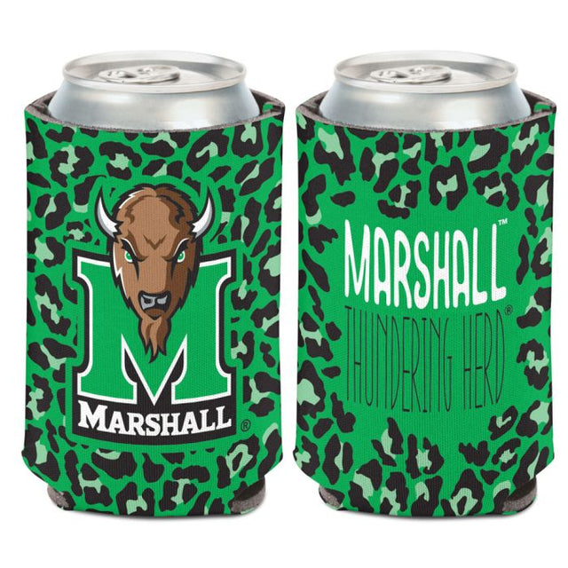 Enfriador de latas con estampado de leopardo Marshall Thundering Herd de 12 oz.