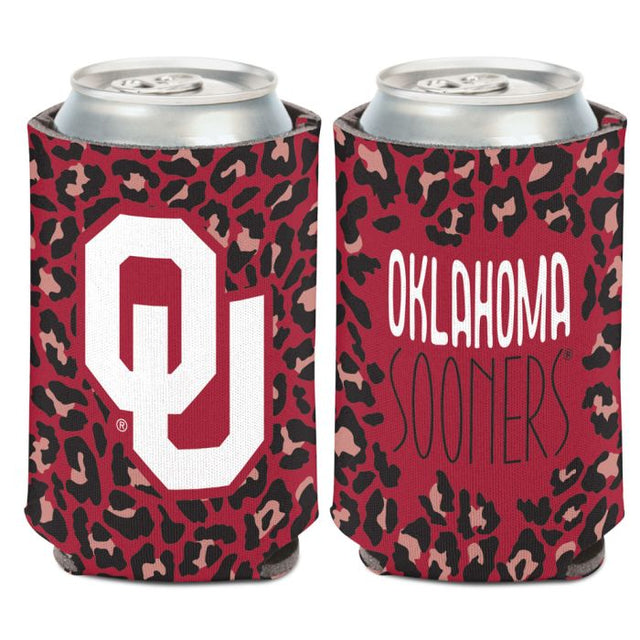 Enfriador de lata con estampado de leopardo de Oklahoma Sooners de Oklahoma Sooners, 12 oz.