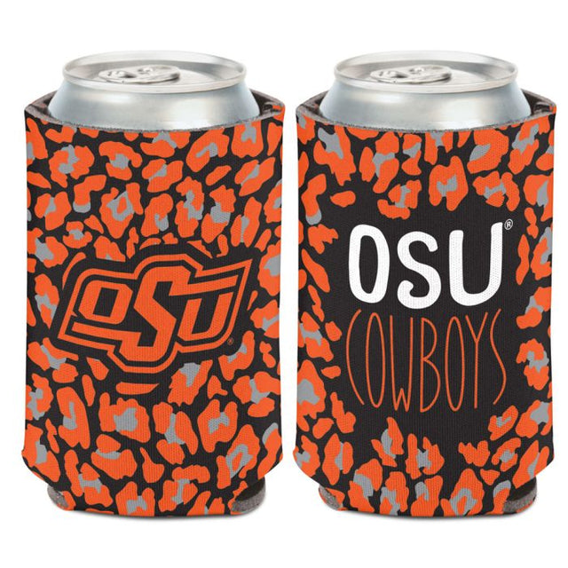 Enfriador de lata con estampado de leopardo de Oklahoma State Cowboys, 12 oz.