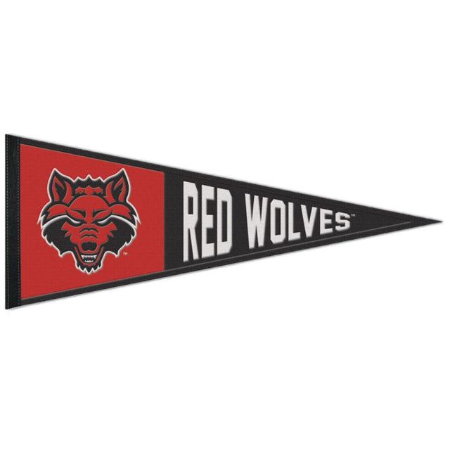 Banderín de lana de los Red Wolves del estado de Arkansas, 13" x 32"