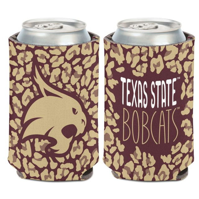 Enfriador de lata con diseño de leopardo de Texas State Bobcats, 12 oz.