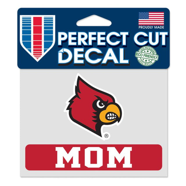 Calcomanía de color de corte perfecto de Louisville Cardinals Louisville Mom 4,5" x 5,75"