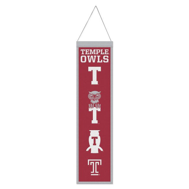 Temple Owls / Vintage Collegiate EVOLUTION Wool Banner 8" x 32"