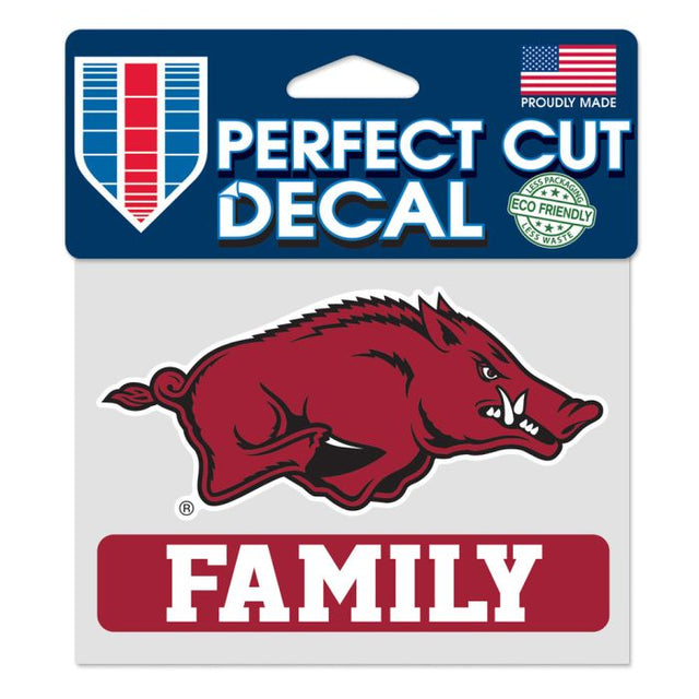 Calcomanía de color de corte perfecto de la familia Arkansas Razorbacks de 4,5" x 5,75"