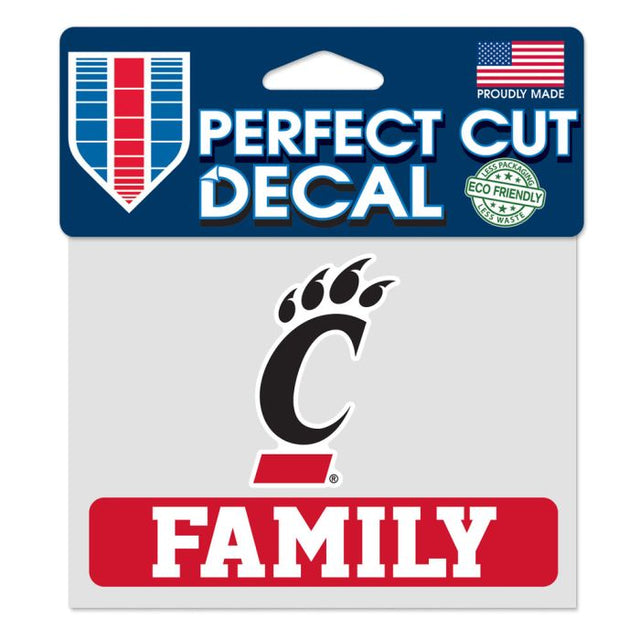 Calcomanía de color de corte perfecto de la familia Cincinnati Bearcats de 4,5" x 5,75"