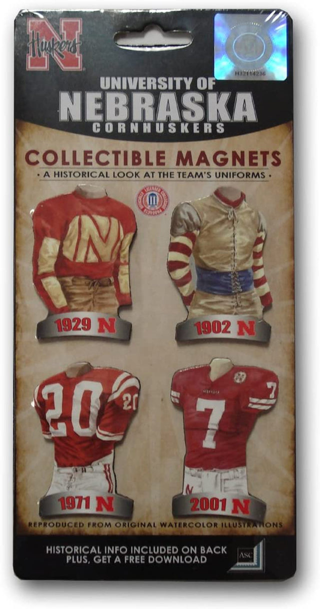 Paquete de 4 imanes coleccionables de los Nebraska Cornhuskers