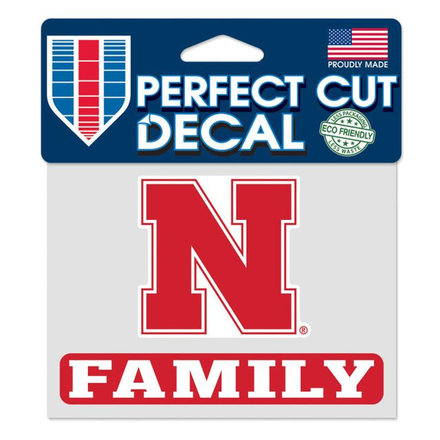 Calcomanía de color de corte perfecto de la familia Nebraska Cornhuskers de Nebraska, 4,5" x 5,75"