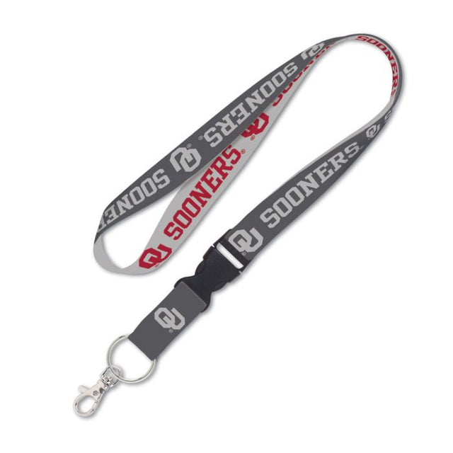 Oklahoma Sooners CHARCOAL Lanyard w/detachable buckle 1"