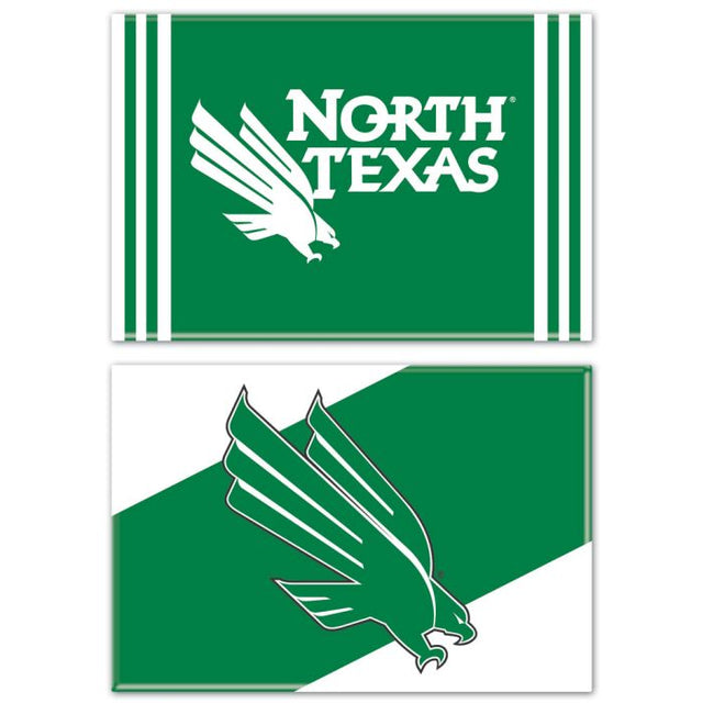 Imán rectangular de North Texas Mean Green, paquete de 2, 2 x 3 pulgadas