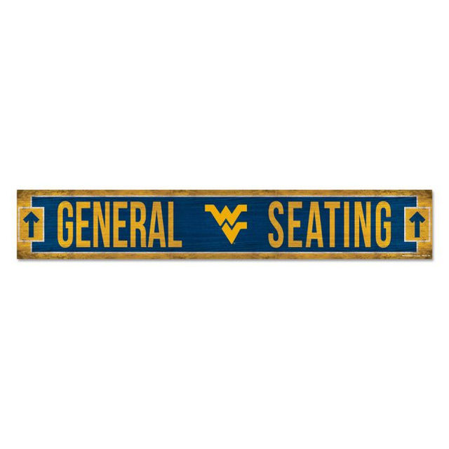 West Virginia Mountaineers GENERAL SEATING Wood Sign 6"x36" 3/8" thick