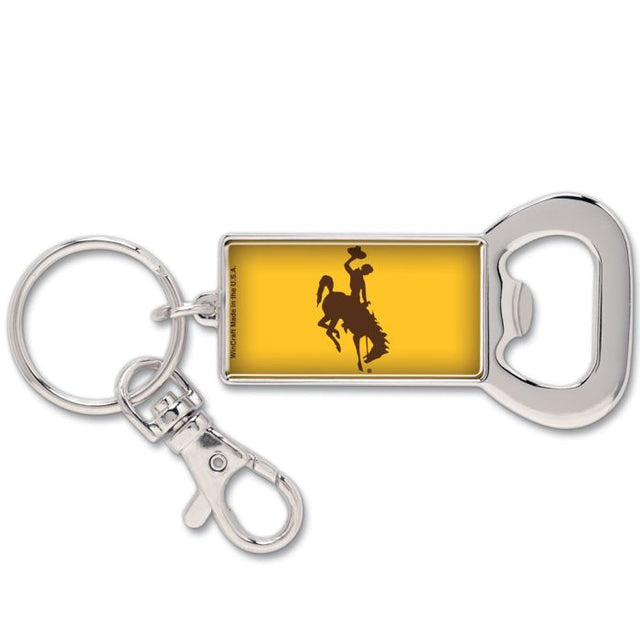 Llavero con abrebotellas de los Wyoming Cowboys en forma de rectángulo