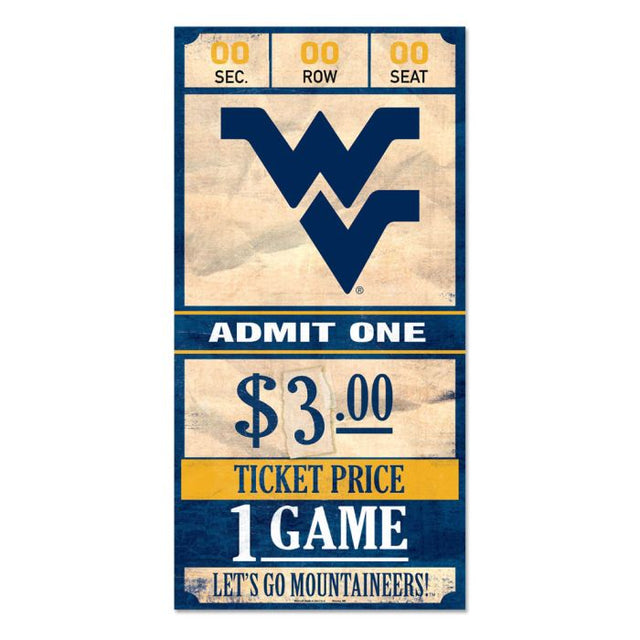 West Virginia Mountaineers Wood Sign 6x12 3/8" thick