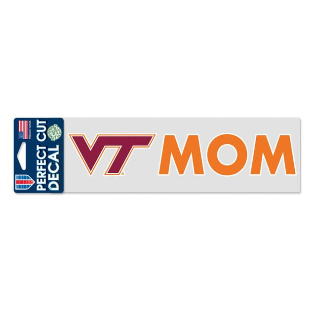 Calcomanías de corte perfecto de Virginia Tech Hokies MOM de 3" x 10"