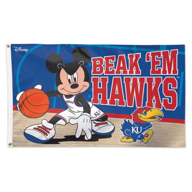 Kansas Jayhawks / Disney MICKEY BASKETBALL Flag - Deluxe 3' X 5'