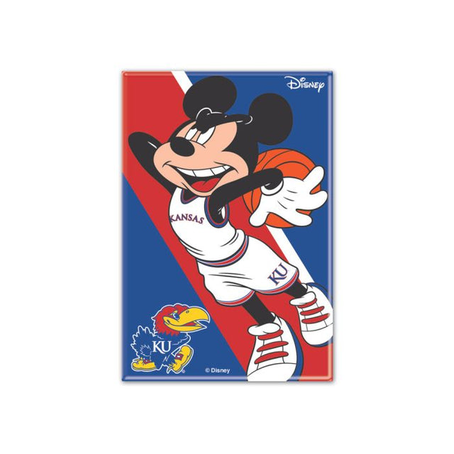 Imán de metal de MICKEY BASKETBALL de los Kansas Jayhawks/Disney de 2,5" x 3,5"