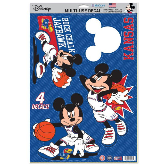 Calcomanía multiusos de baloncesto de Mickey Mouse de Kansas Jayhawks/Disney, 11" x 17"