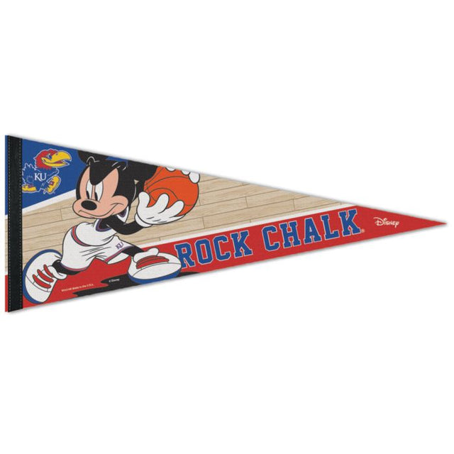 Banderín premium de baloncesto de Mickey de Kansas Jayhawks/Disney de 12" x 30"