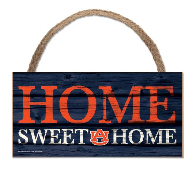 Letrero de madera con cuerda de 5 x 10 pulgadas con la leyenda HOGAR, DULCE HOGAR de Auburn Tigers