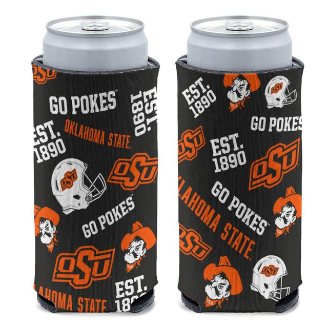 Enfriador de latas delgado de 12 oz SCATTERPRINT de Oklahoma State Cowboys