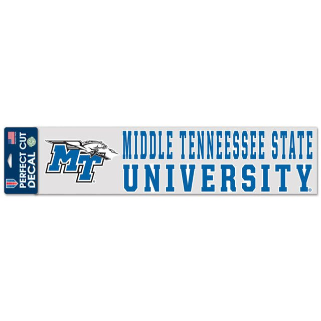 Calcomanías de corte perfecto de los Blue Raiders de Middle Tennessee State, 4" x 17"