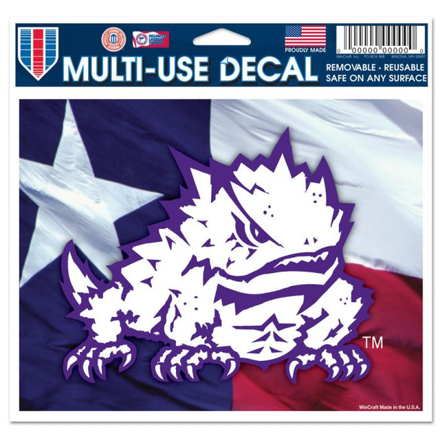 TCU Horned Frogs Multi-Use Decal -Clear Bckrgd 5" x 6"