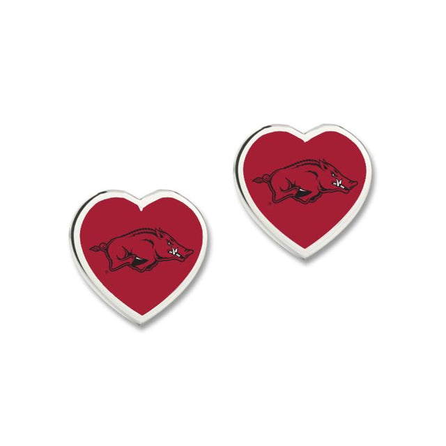 Pendientes de Arkansas Razorbacks con corazón en 3D