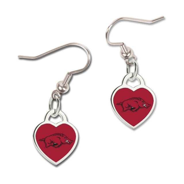 Pendientes de Arkansas Razorbacks con corazón en 3D