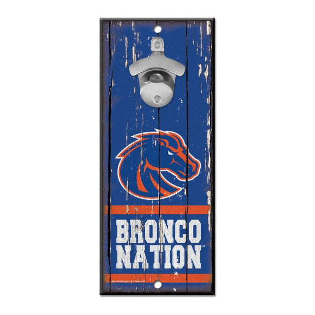 Boise State Broncos Bottle Opener Sign 5x11